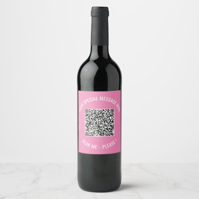 Your QR Code Wine Label Example with Custom Text (Front)