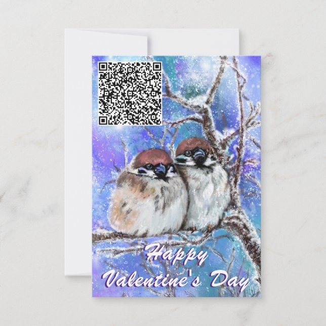 Your QR Code Wishes Bird Valentine's Day Card (Front)