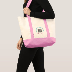 Your QR Code with Custom Text and Colours Tote Bag