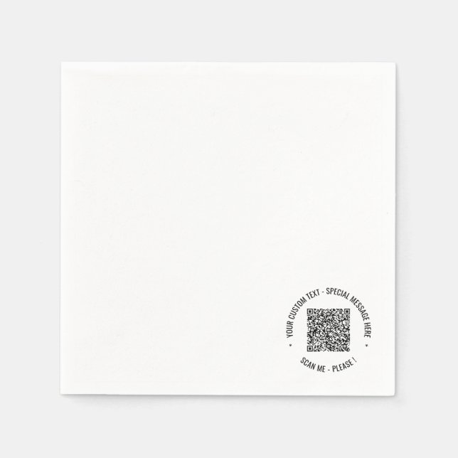 Your QR Code with Custom Text Napkins Template (Front)