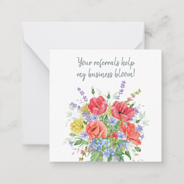 Your Referrals Help my Business Bloom Thank You Ca Card (Front)