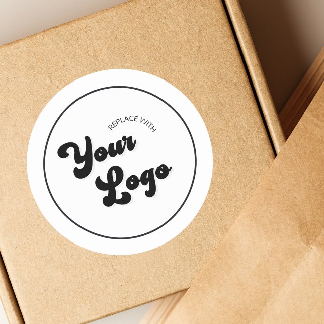 Your Retro Groovy Logo Here Business Promotional   Classic Round Sticker (Creator Uploaded)