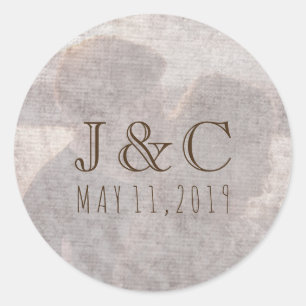 Your Romantic Photo, Monogram, and Date Classic Round Sticker