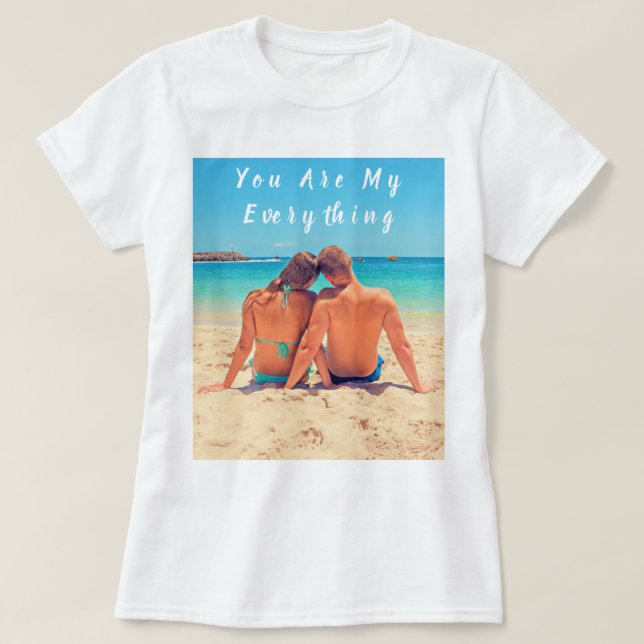 Your Romantic Photo T-Shirt with Text Personalised (Design Front)
