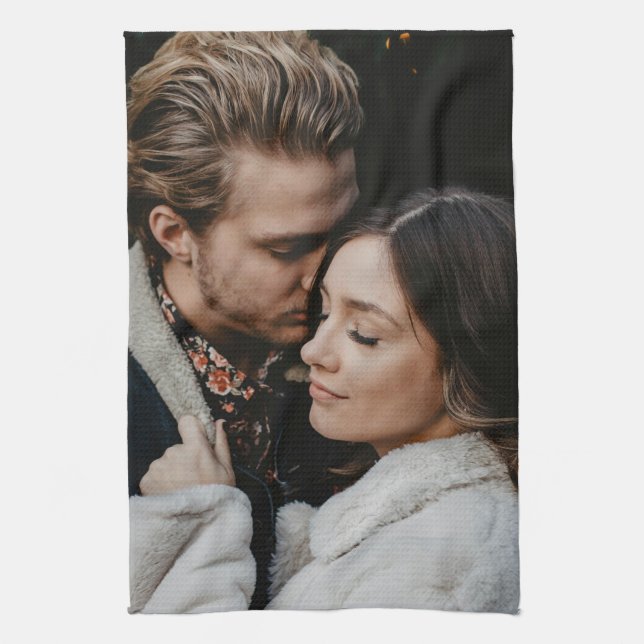 Your Romantic Wedding Photo Tea Towel (Vertical)