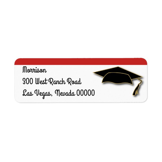 Your School Colour Graduation Cap Monogram Return Address Label (Front)
