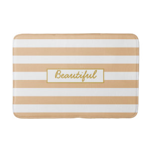 Your Script Message Preppy Peach and White Stripe Bath Mat