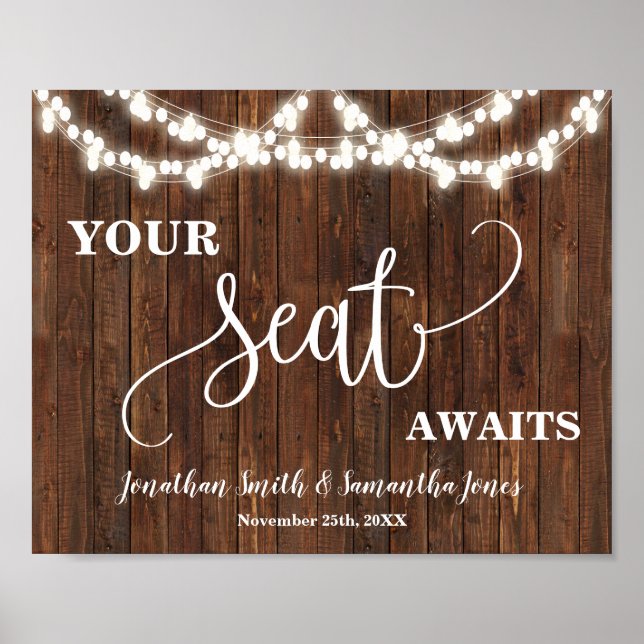 Your seat awaits wedding reception pink floral pos poster (Front)