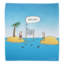 Your Serve - Funny Shark Volleyball Cartoon
