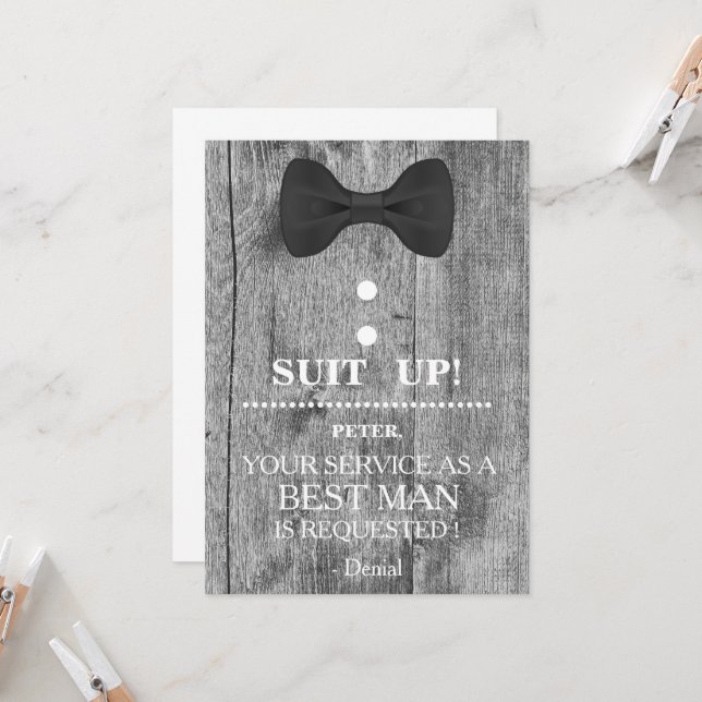 Your Service as a Best man Request Invitation (Front/Back In Situ)