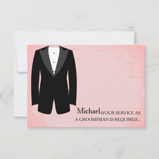 Your Service As A Groomsman Required Personalised  Invitation (Front)