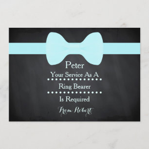 Your service as a Ring Bearer Black Chalkboard Bow Invitation