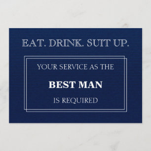Your Service As The Best Man Is Required Blue Invitation
