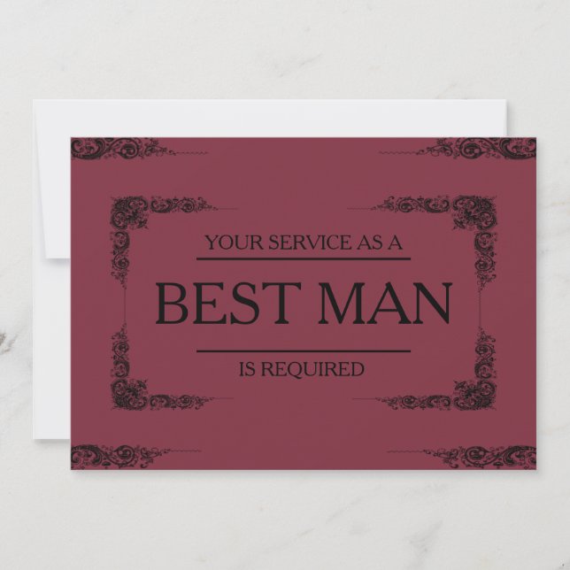 Your Service Is Requested as Best Man Groomsman In Invitation (Front)