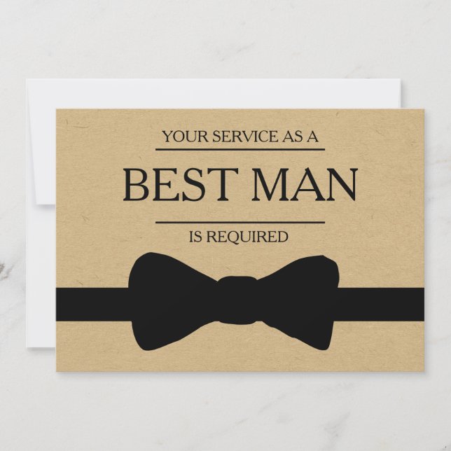 Your Service Is Requested as Best Man Groomsman In Invitation (Front)