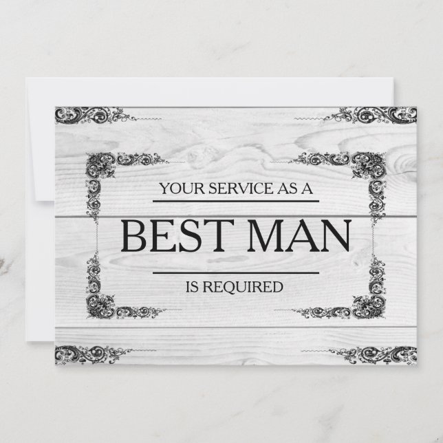 Your Service Is Requested as Best Man Groomsman In Invitation (Front)
