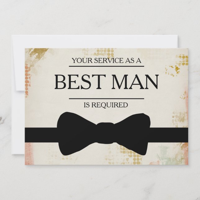 Your Service Is Requested as Best Man Groomsman In Invitation (Front)