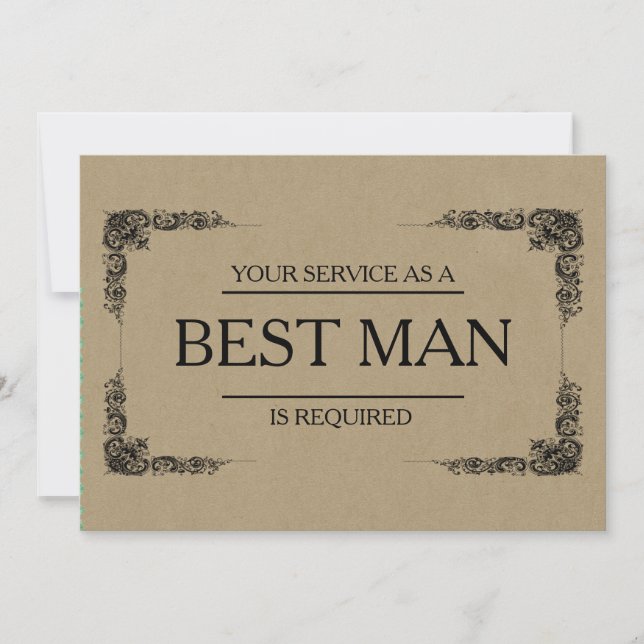 Your Service Is Requested as Best Man Groomsman Invitation (Front)