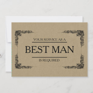 Your Service Is Requested as Best Man Groomsman Invitation