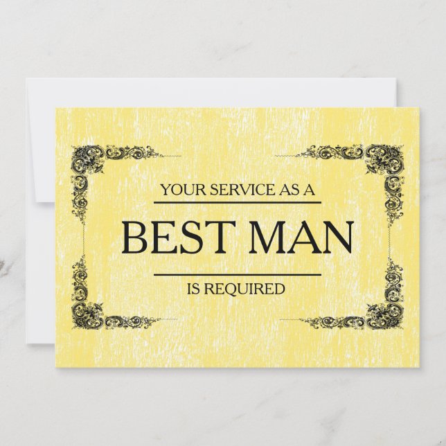 Your Service Is Requested as Best Man Groomsman Invitation (Front)