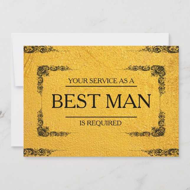 Your Service Is Requested as Best Man Groomsman Invitation (Front)