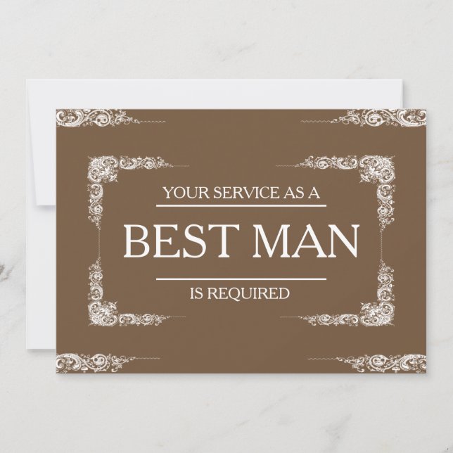 Your Service Is Requested as Best Man Groomsman Invitation (Front)