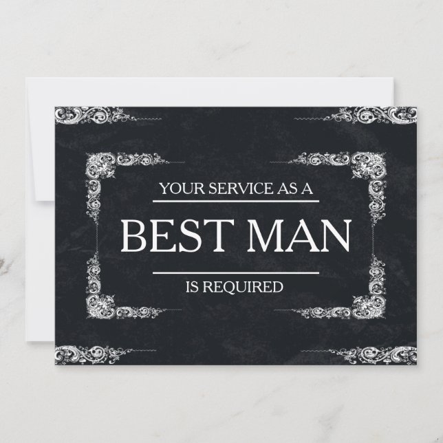 Your Service Is Requested as Best Man Groomsman Invitation (Front)