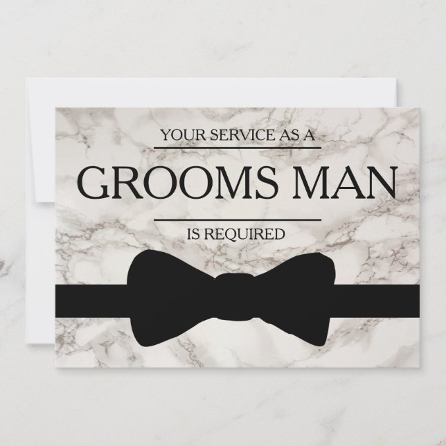 Your Service Is Requested as Bestman Marble back Invitation (Front)