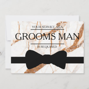 Your Service Is Requested as Bestman Marble back Invitation