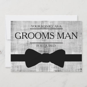 Your Service Is Requested as Bestman Marble back Invitation