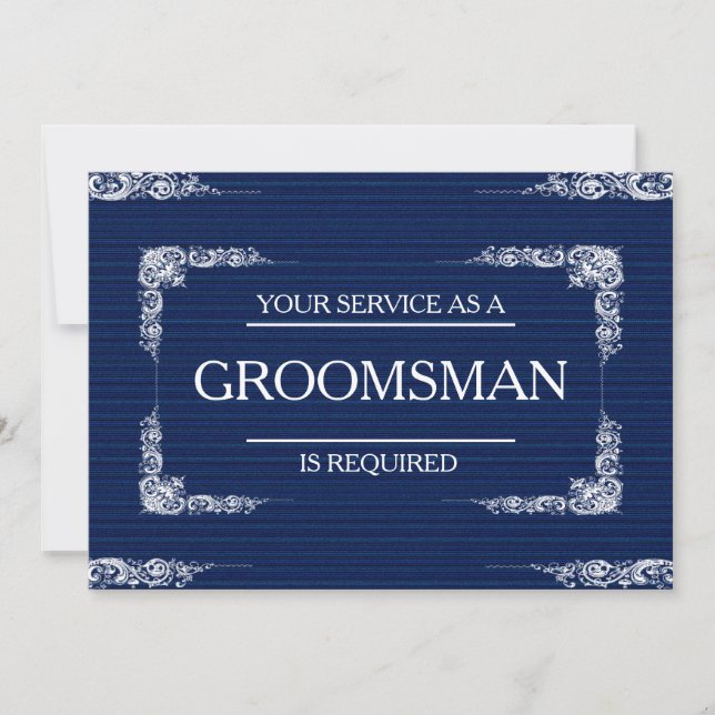 Your Service Is Requested as Groomsman  Blue Jeans Invitation (Front)