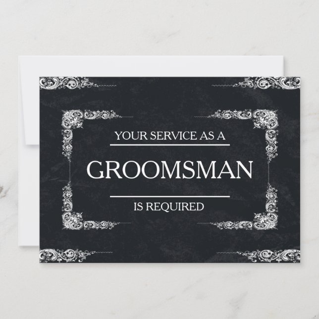 Your Service Is Requested as Groomsman Invitation (Front)