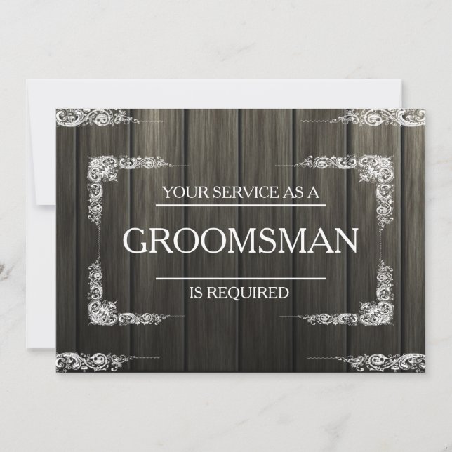 Your Service Is Requested as Groomsman Wooden Invitation (Front)