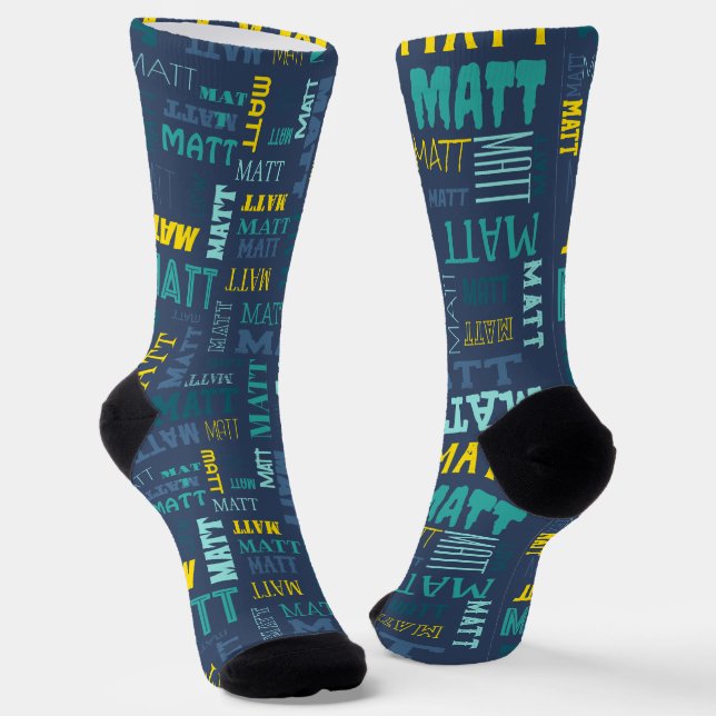 Your (Short) Name is All Over These Socks (Angled)