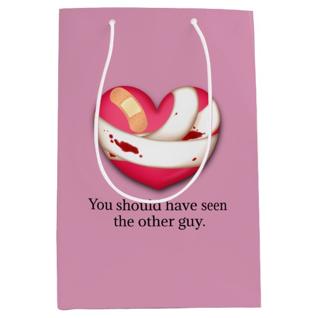 "Your should have seen the other guy" Broken Heart Medium Gift Bag (Front)