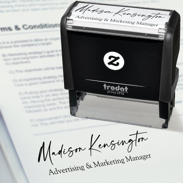 Your Signature and Job Title Business Self-inking Stamp (Choose from a variety of ink colors)