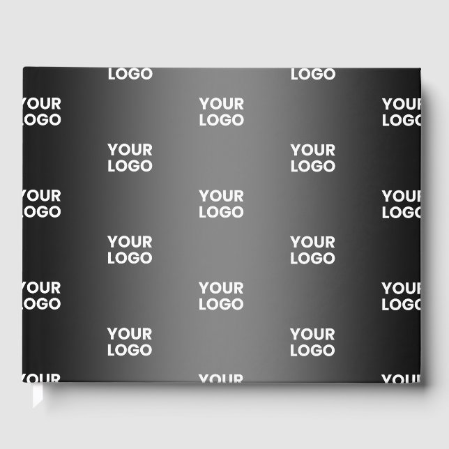 Your Simple Repeating Logo | Black & Grey Gradient Guest Book (Front)