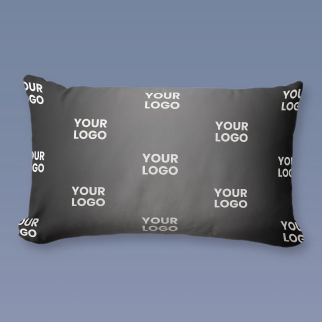 Your Simple Repeating Logo | Black & Grey Gradient Lumbar Cushion (Creator Uploaded)