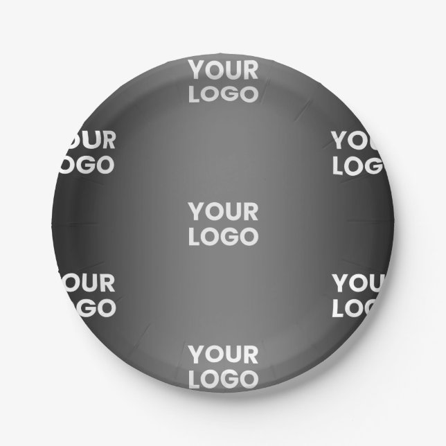 Your Simple Repeating Logo | Black & Grey Gradient Paper Plate (Front)