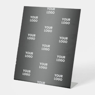 Your Simple Repeating Logo Black & Grey Gradient Pedestal Sign
