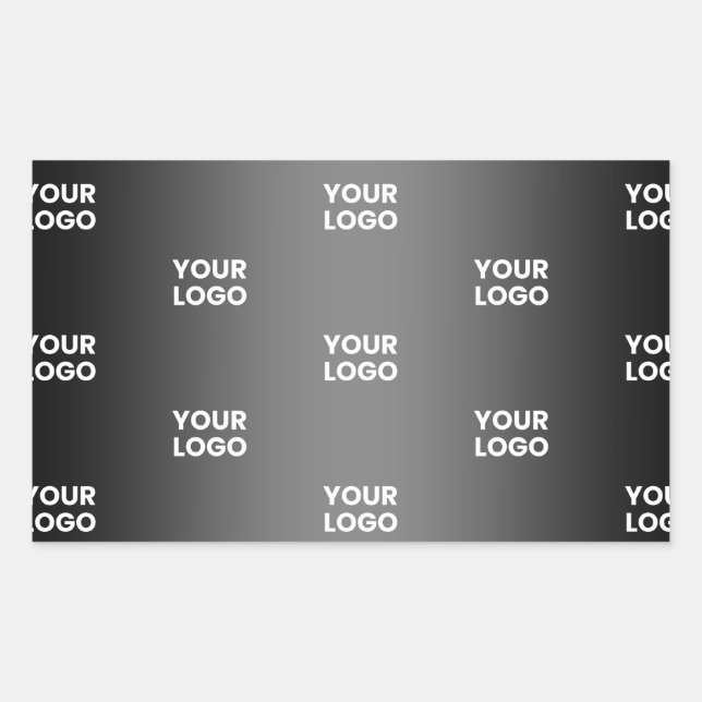 Your Simple Repeating Logo | Black & Grey Gradient Rectangular Sticker (Front)