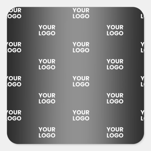 Your Simple Repeating Logo | Black & Grey Gradient Square Sticker (Front)