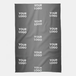 Your Simple Repeating Logo Black & Grey Gradient Tea Towel