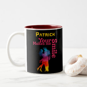 "Your smile makes me smile"  Valentines day gift  Two-Tone Coffee Mug