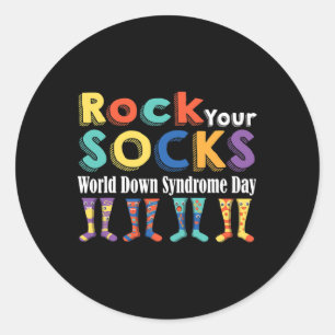 Your Socks Cute 3-21 Trisomy 21 World Down Syndrom Classic Round Sticker