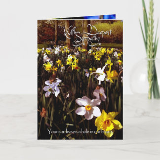 Your son leaves a hole in our hearts, sympathy card