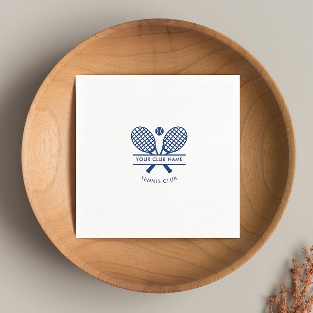 Your Sport Club Name Tennis Icons Blue Logo Paper Napkin (Your Sport Club Name Tennis Icons Blue Logo Paper Napkins)