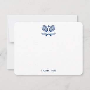 Your Sports Club Name Blue Tennis Team Coach Thank You Card