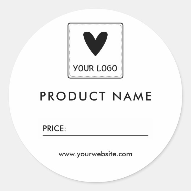 Your Square Logo Simple Price Classic Round Sticker (Front)
