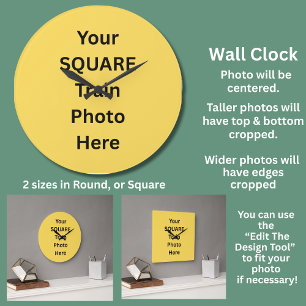 Your Square Train Photo Large Clock